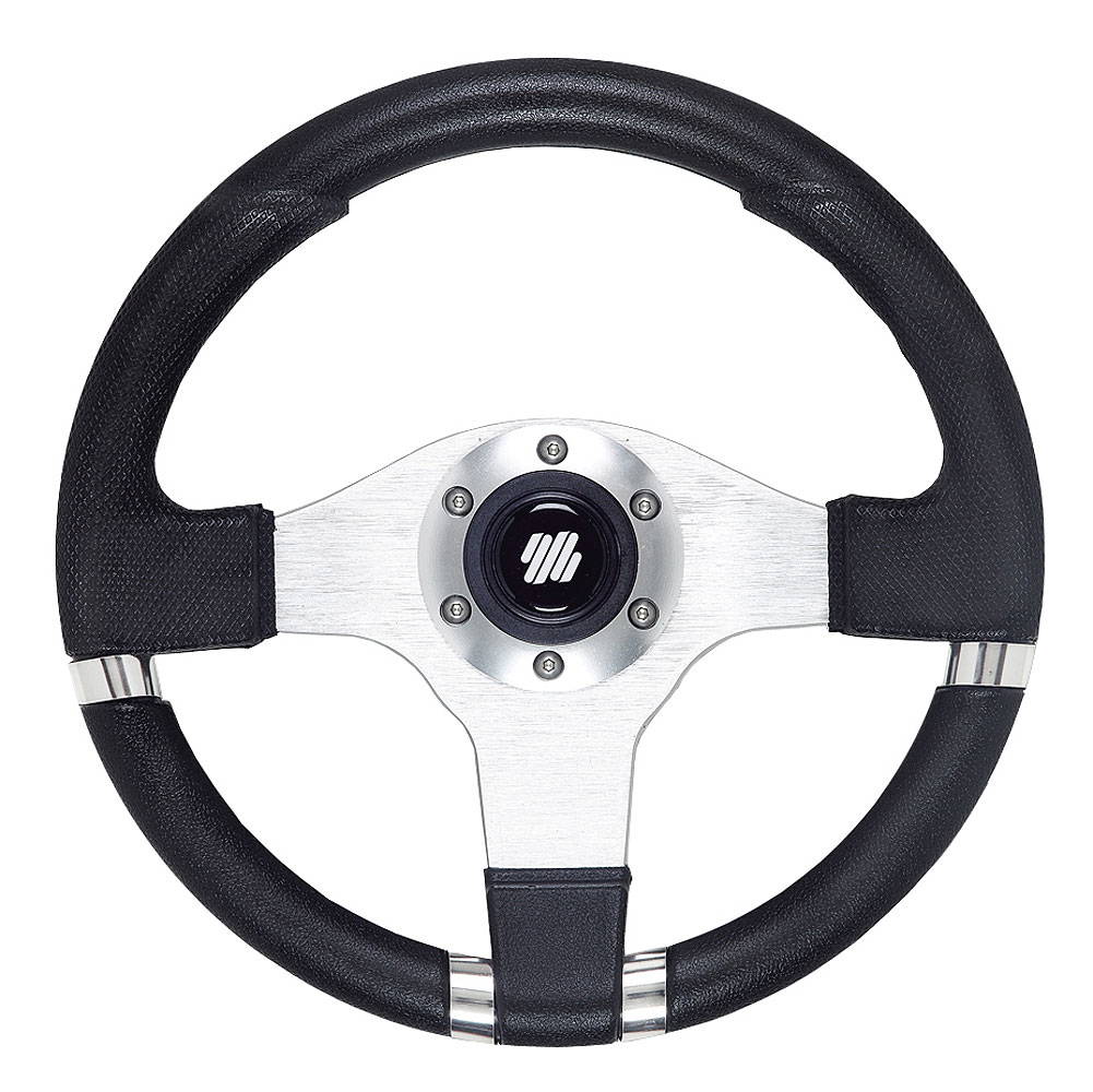 Uflex V61B 13.8" Dia. Steering Wheel, Burlwood Grip, 3-Spoke, 3/4